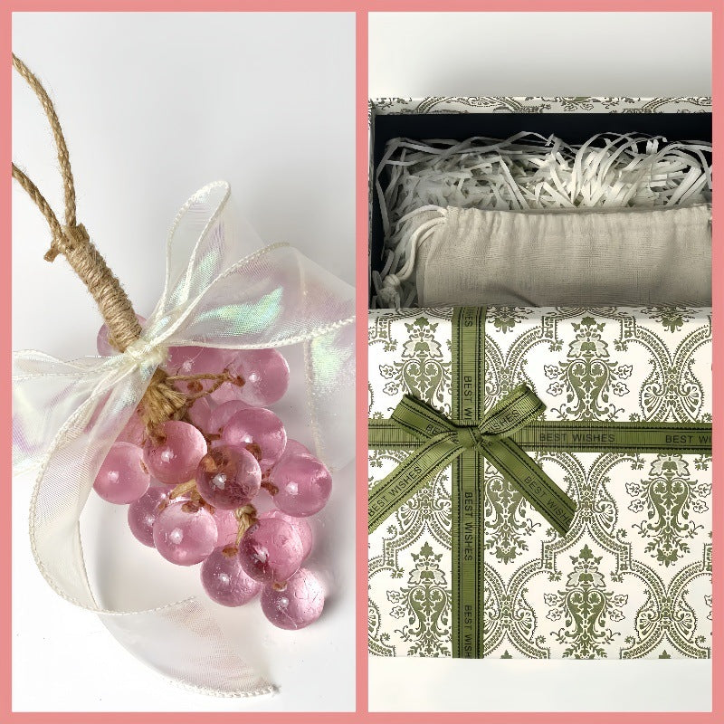 Transparent Crystal Grape Soap Gift Box Set, Handmade Grape Cluster Scented Soap, Aromatherapy Hanging Ornament, Handwashing Soap, Favor Gift