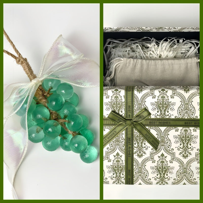 Transparent Crystal Grape Soap Gift Box Set, Handmade Grape Cluster Scented Soap, Aromatherapy Hanging Ornament, Handwashing Soap, Favor Gift