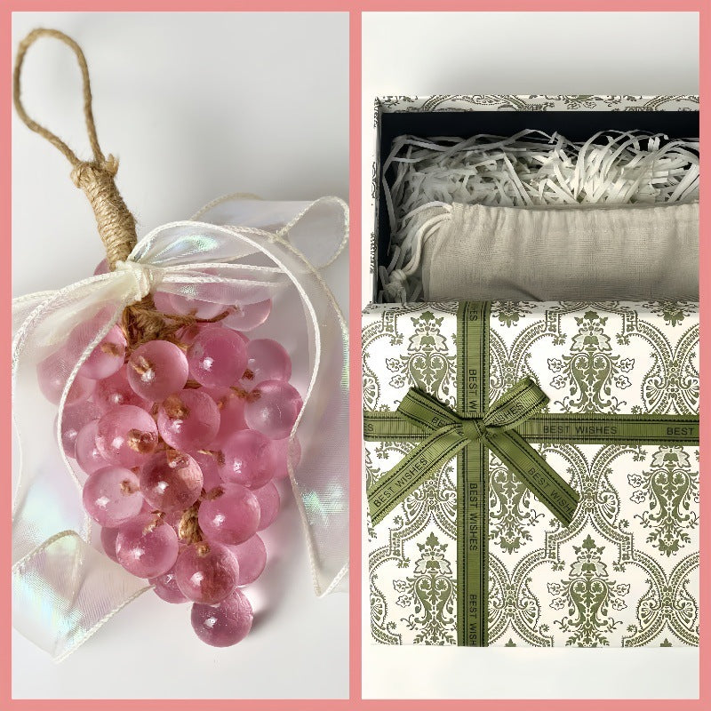 Transparent Crystal Grape Soap Gift Box Set, Handmade Grape Cluster Scented Soap, Aromatherapy Hanging Ornament, Handwashing Soap, Favor Gift